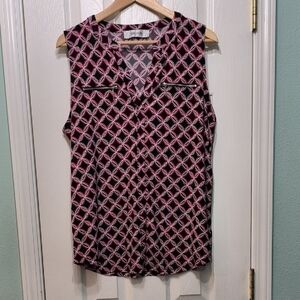 Jones Stiludio Women's Sleeveless Pink and Black Top XL
